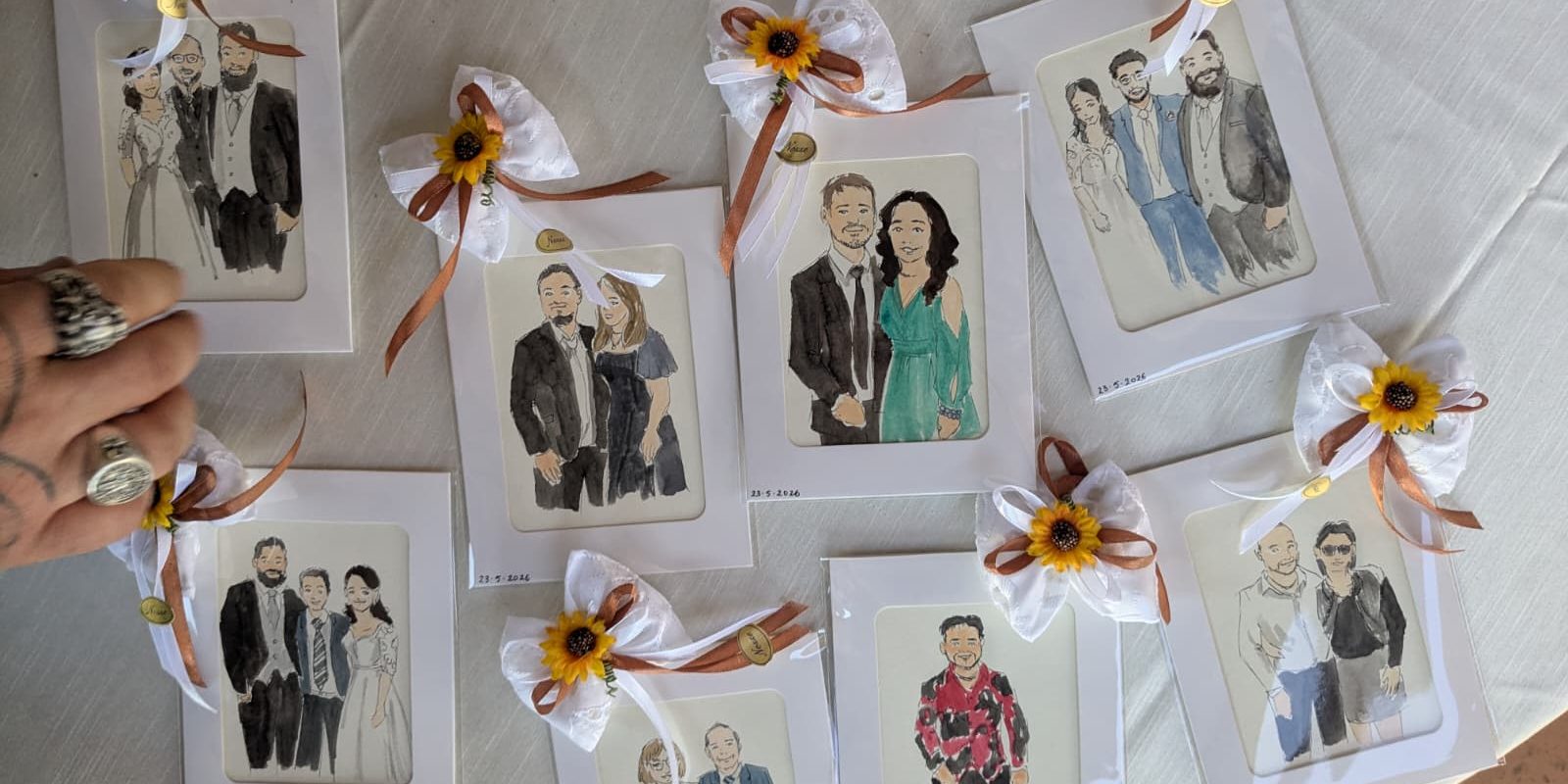 bomboniere acquerello matrimonio con confetti